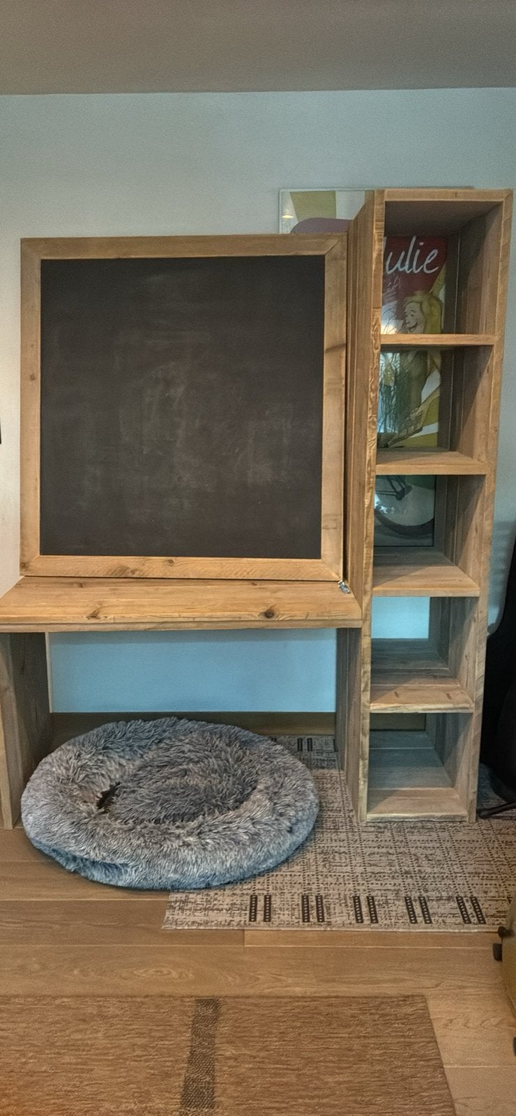 Bureau met kast in steigerhout, Ophalen, 160 cm, 63 cm, Hout