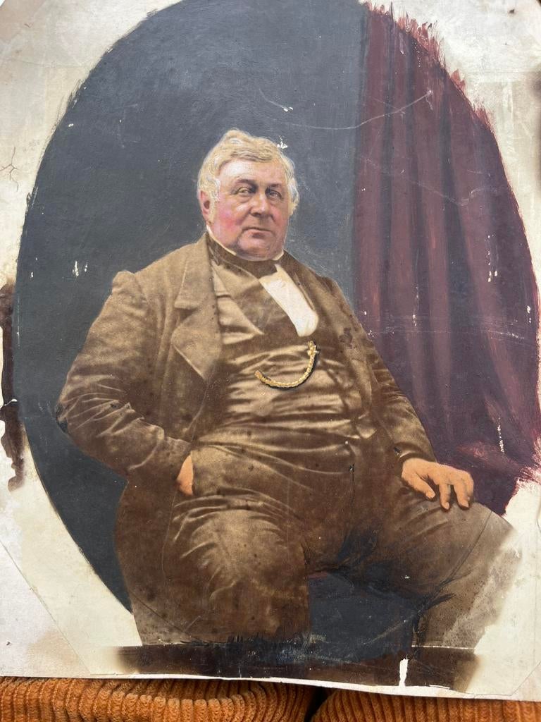 oude 19e eeuwse foto bijgeschilderd, Ophalen of Verzenden, Zo goed als nieuw, Foto