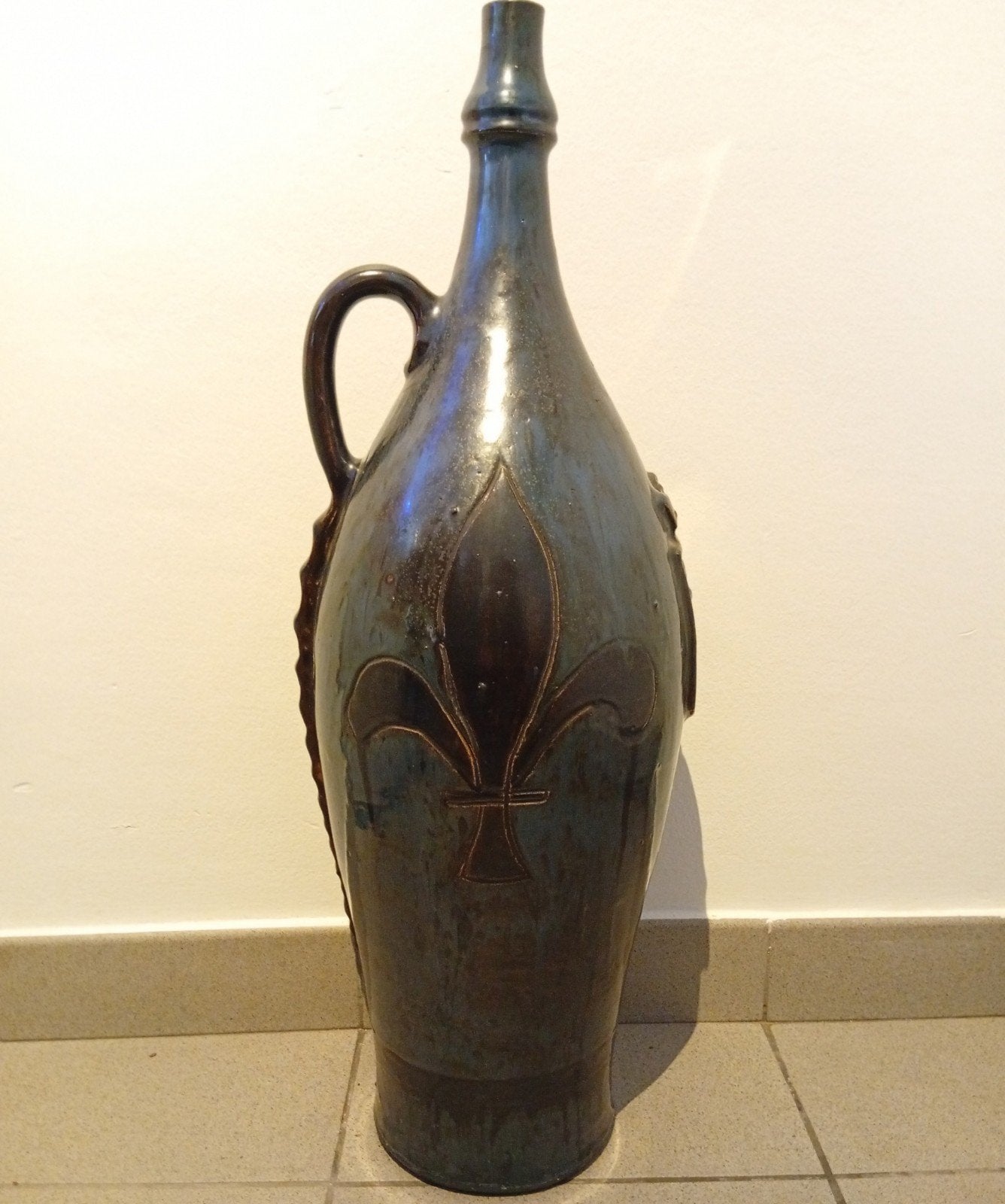 Grand vase/pichet ancien en céramique émaillée, Maison & Meubles, Accessoires pour la Maison | Vases, Comme neuf, Bleu, 50 à 75 cm