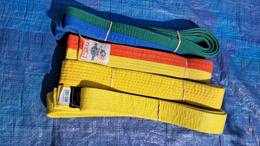 A vendre : 4 ceintures pour Judogi, Sport en Fitness, Vechtsporten en Zelfverdediging, Ophalen, Gebruikt, Judo, Vechtsportmaterialen