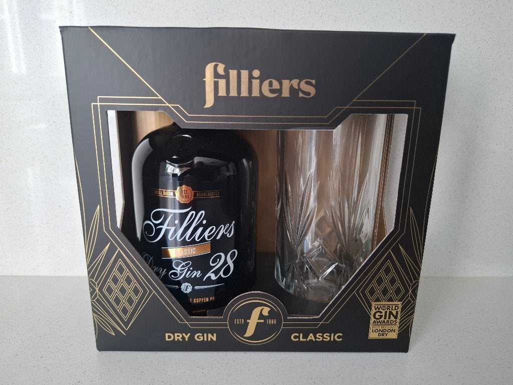 Filliers 28 classic gin  46% , 50cl met glas, Verzamelen, Ophalen of Verzenden, Nieuw, Vol