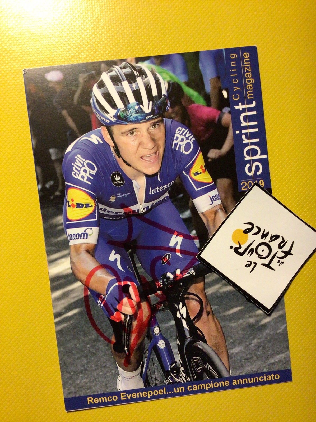 wielerkaart 2019 san sebastien  remco evenepoel signe, Verzenden, Zo goed als nieuw
