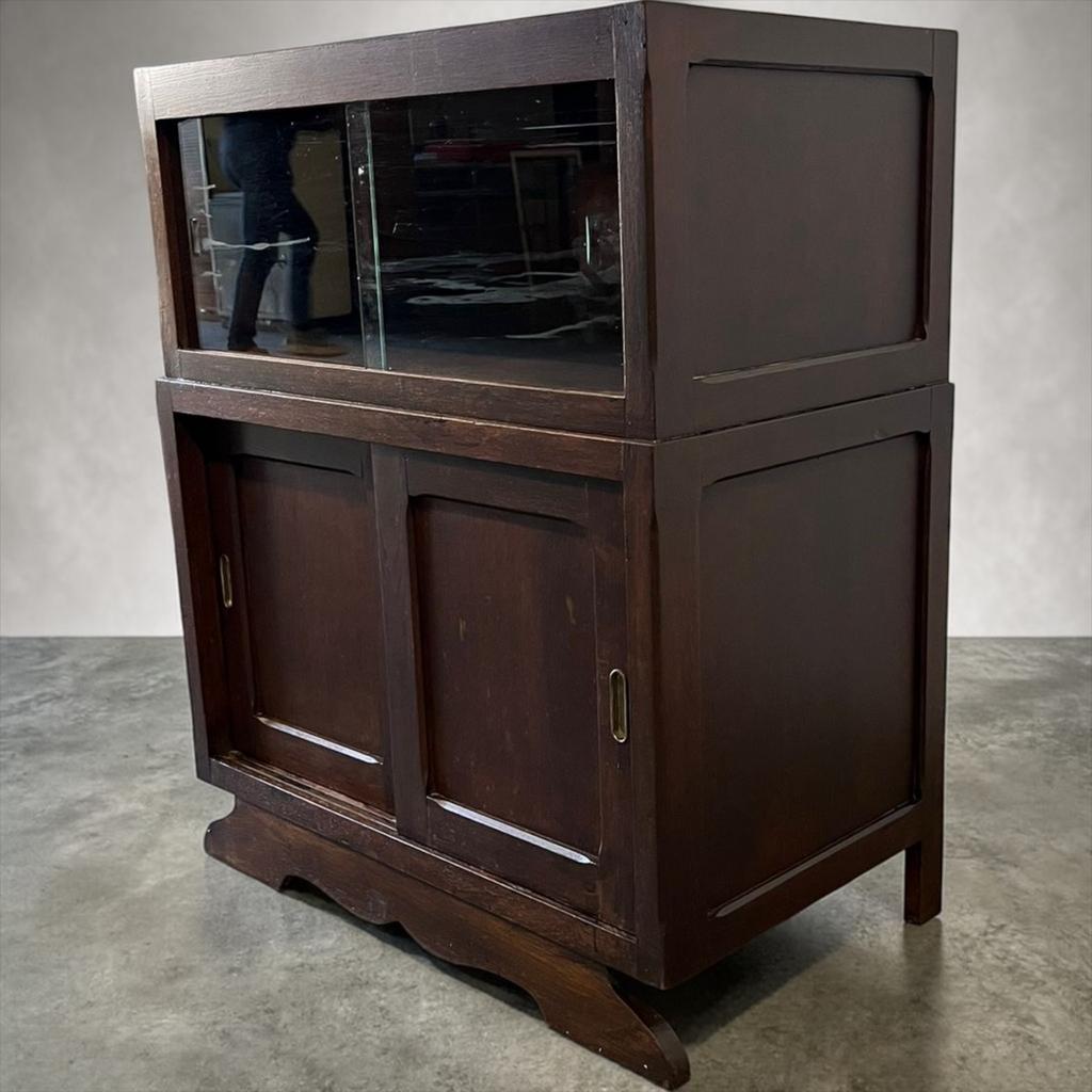 Vintage houten kast / vitrinekast met art deco accent, Kinderen en Baby's, Verzenden, Gebruikt, Kast