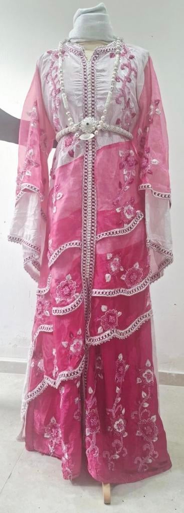 Abaya kaftan avondjurk, bruids, Kleding | Dames, Overige typen, Maat 42/44 (L), Ophalen of Verzenden, Roze