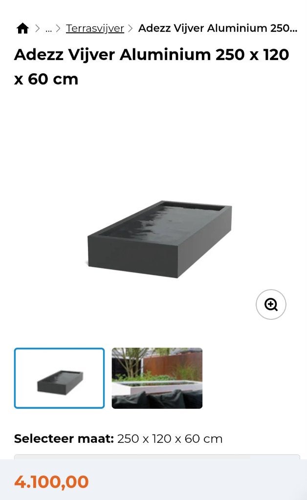 high end aluminium vijver met watervalmuur aan halve prijs, Ophalen, Gebruikt, Aluminium, Overige typen