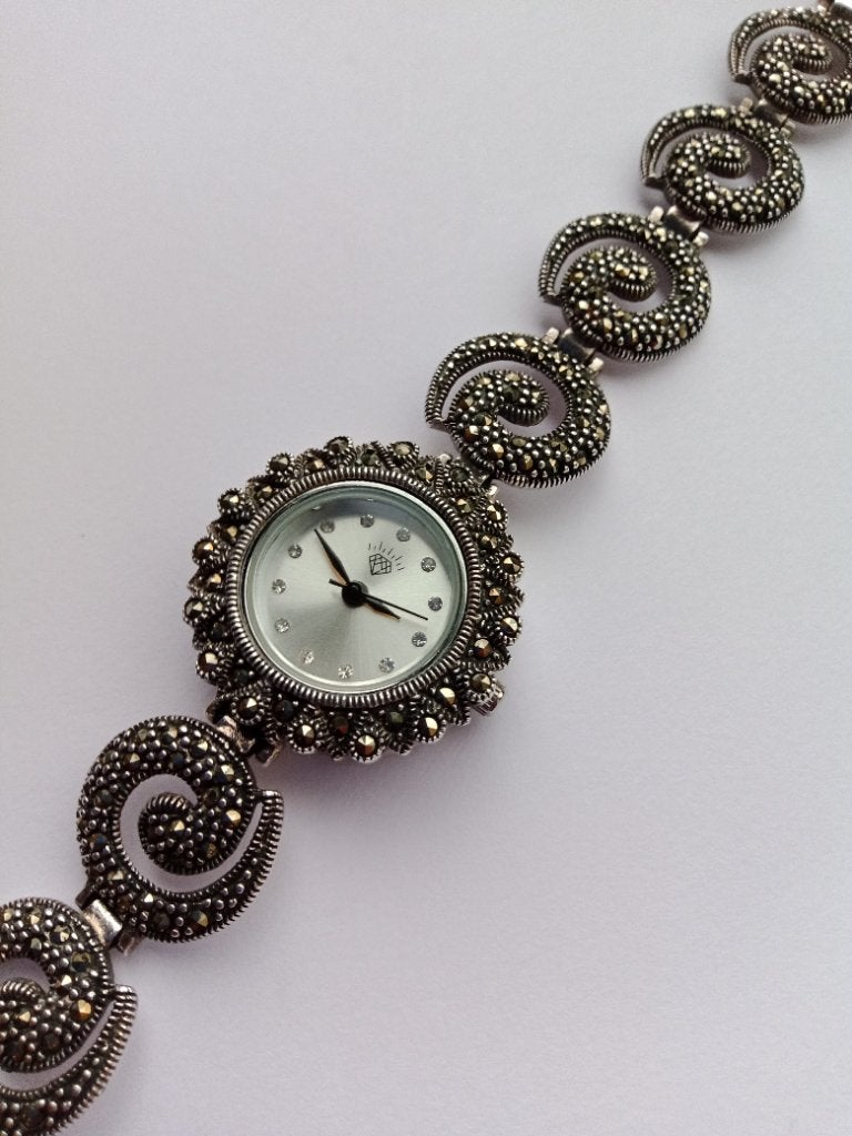 Montre Bracelet en Argent Massif 925 et Marcassite, Bijoux, Sacs & Beauté, Enlèvement, Argent, Argent