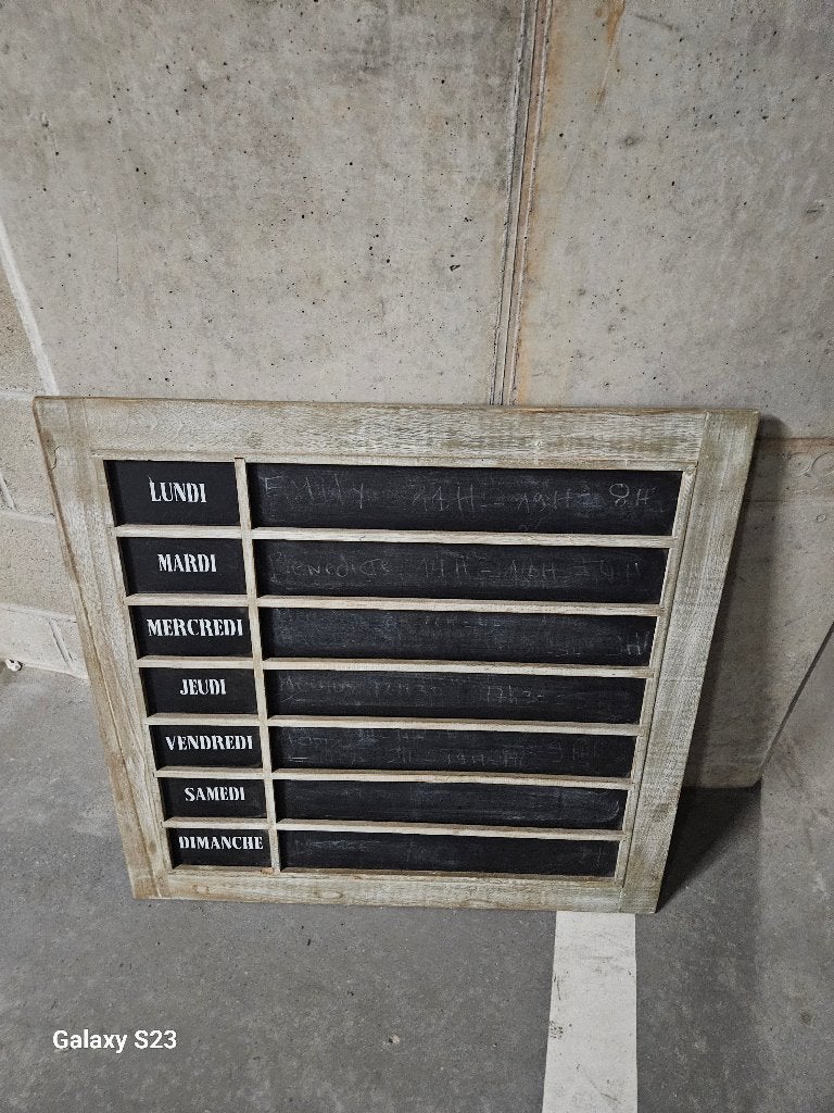 Organiseur hebdomadaire / Semainier en bois et ardoise, Bois, Patiné, 50 - 100 cm, Enlèvement