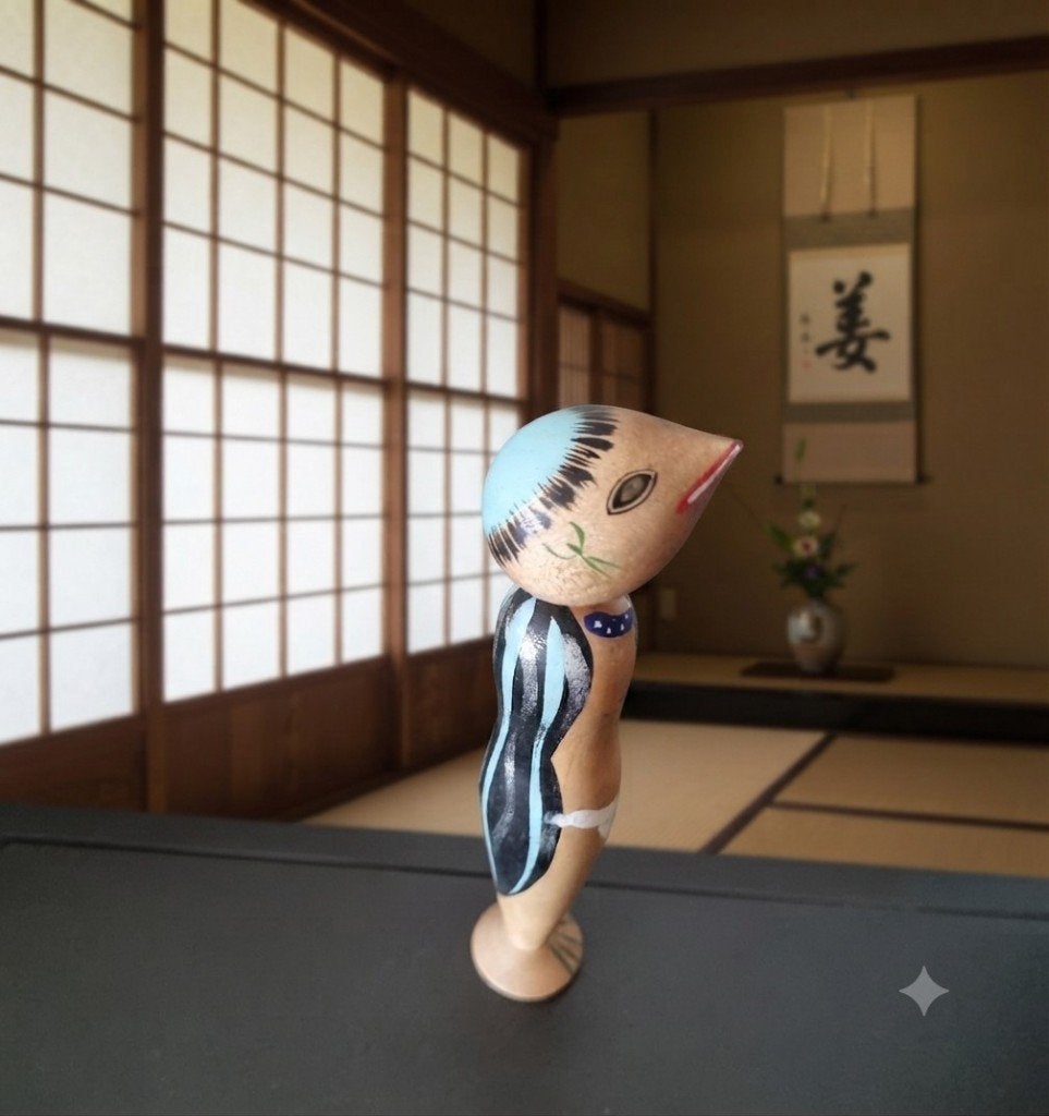 Leuke Kappa Kokeshi, Hout, 13 cm, Verzenden, Japan