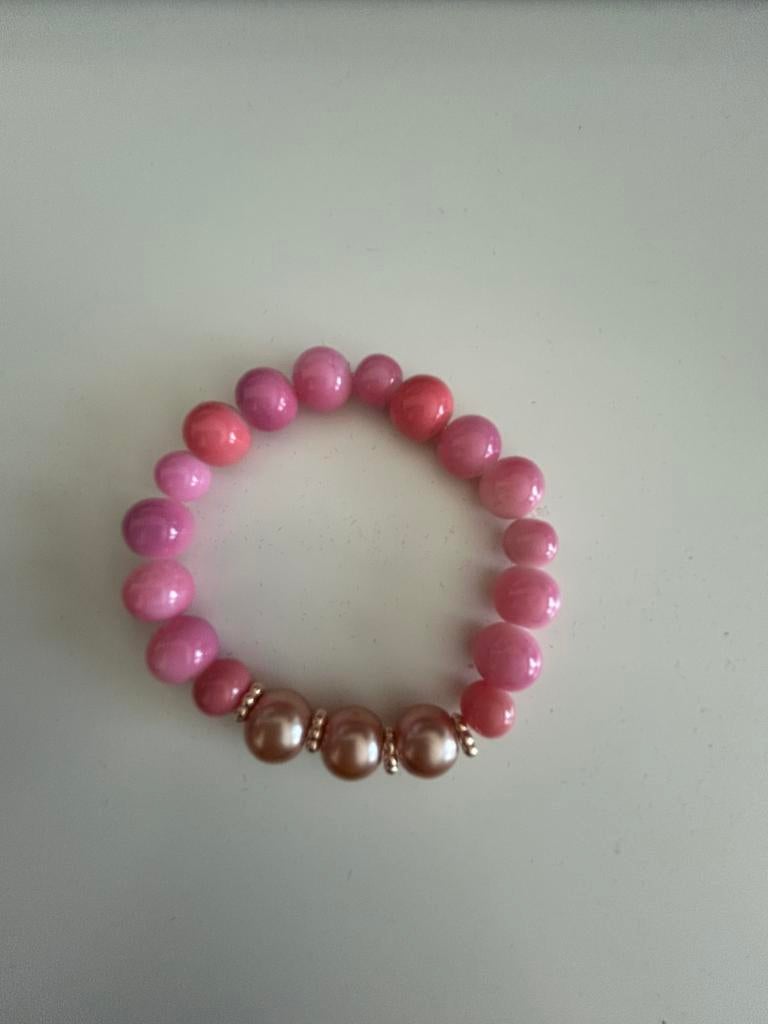 Armband parels roségoud, Handtassen en Accessoires, Armbanden, Ophalen of Verzenden, Nieuw, Goud