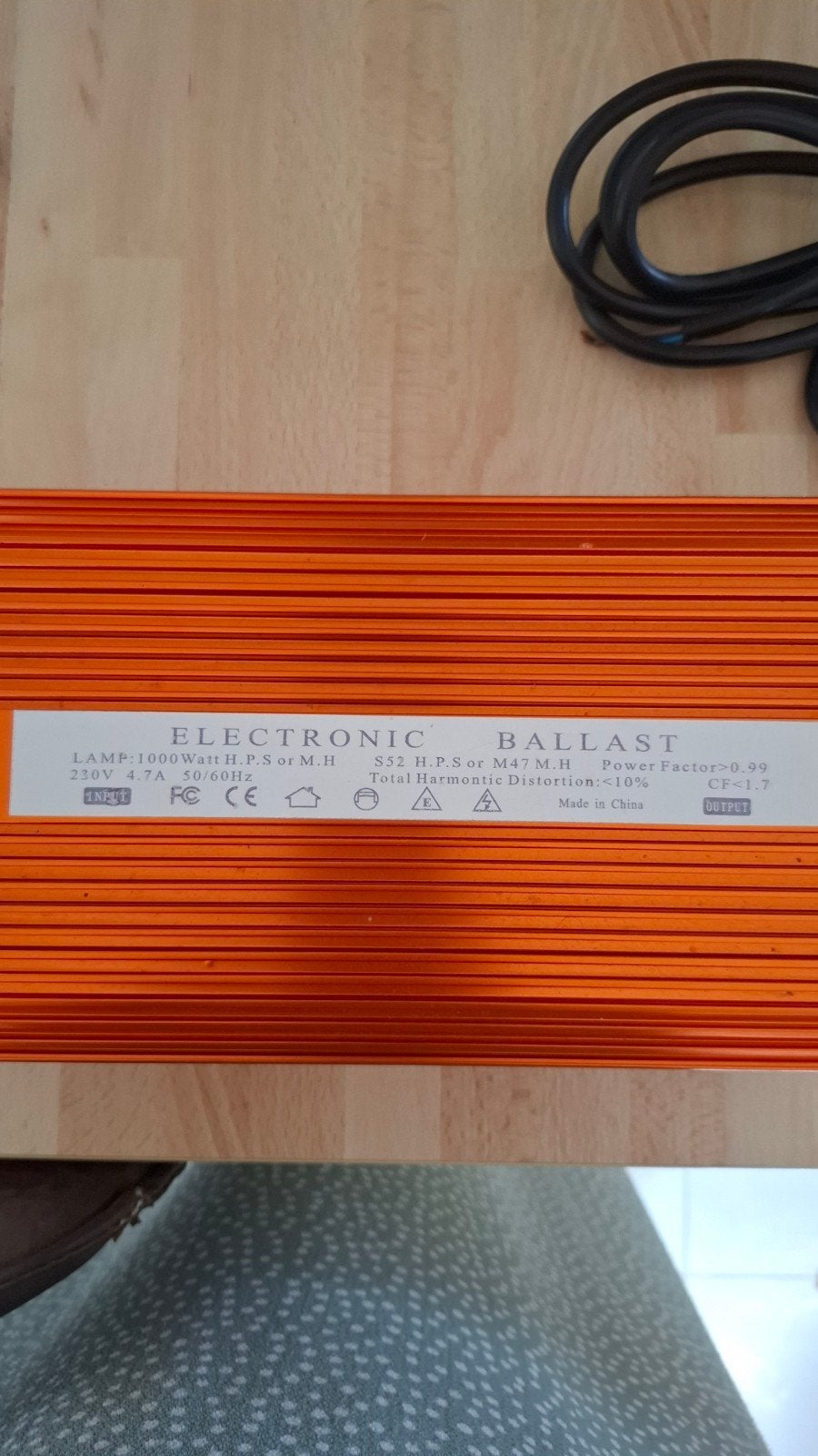 Ballast électronique 1000W HPS / MH – bon état – 230V, Jardin & Terrasse, Enlèvement, Comme neuf, Lampe de croissance