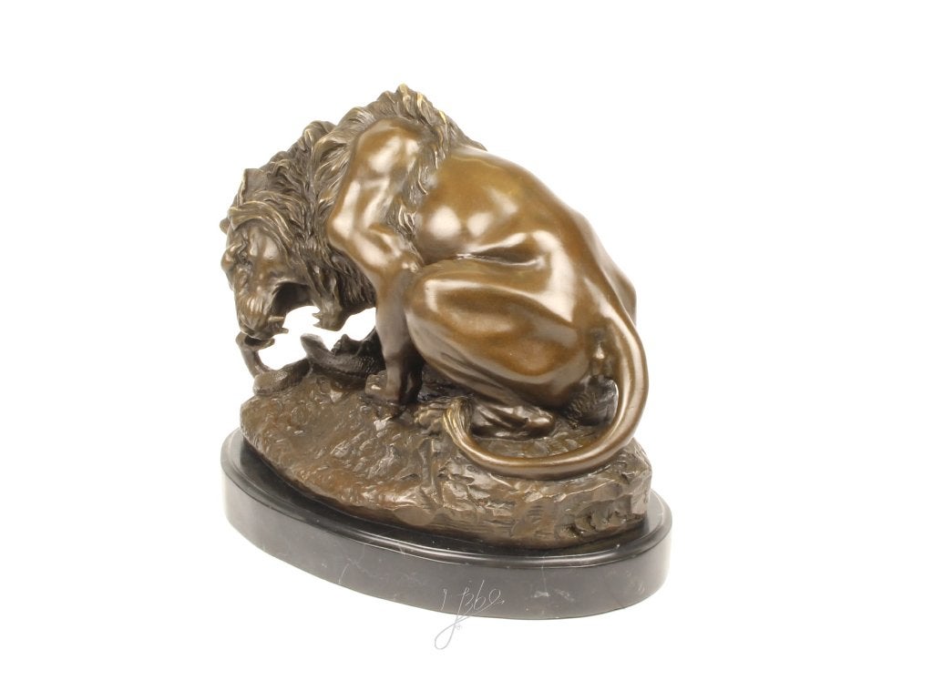 Lion et serpent en bronze haut de gamme, Antiquités & Art, Enlèvement ou Envoi, Bronze