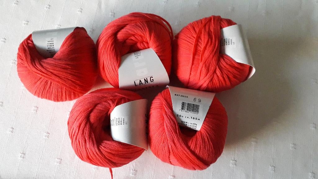 gamma, garen Lang Yarns, 5 bollen koraalrood 837.0029, Ophalen of Verzenden, Nieuw, Breien of Haken, Wol of Garen