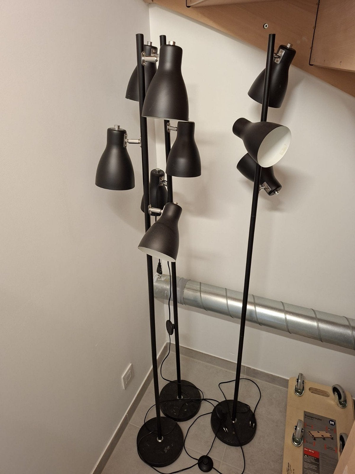 industriële vloerlampen, Comme neuf, E27 (grand), Métal, Retro
