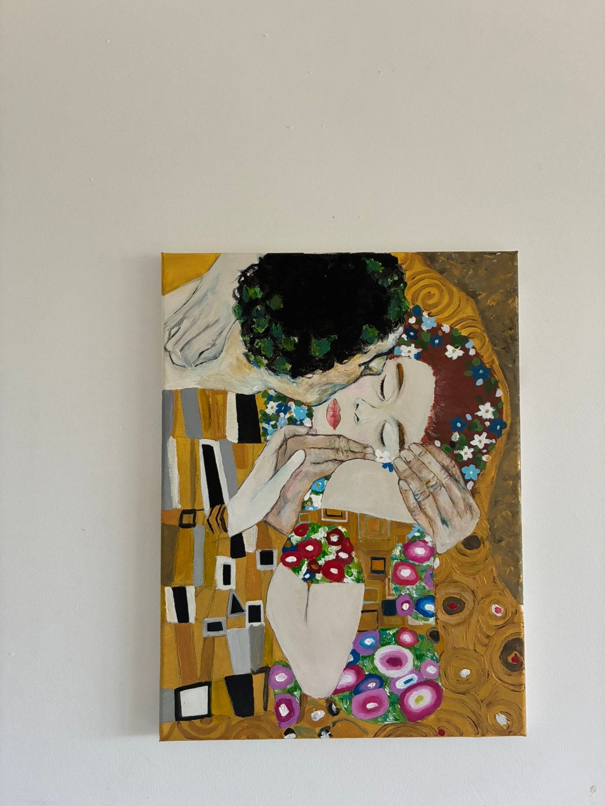 Peinture autodidacte inspirée de The Kiss, Klimt, Envoi