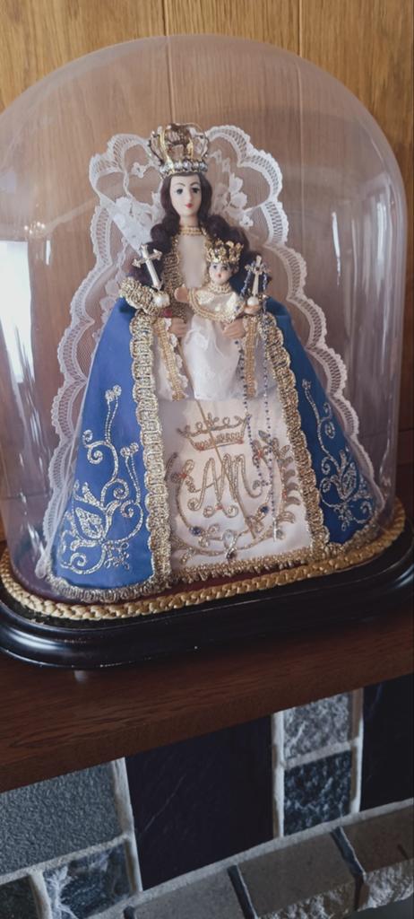 statue de la Vierge à l'enfant sous une cloche de verre., Antiquités & Art, Enlèvement