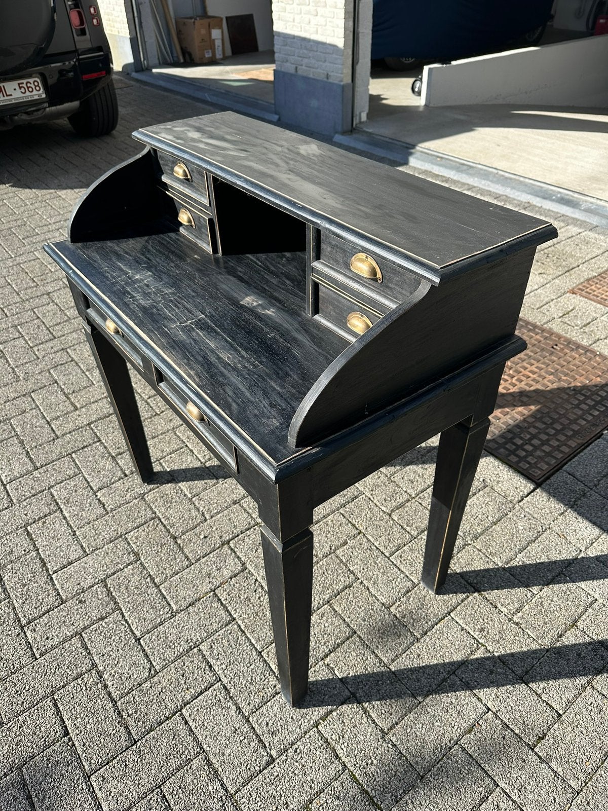 Bureau noir vintage, Enlèvement, Utilisé, Bois
