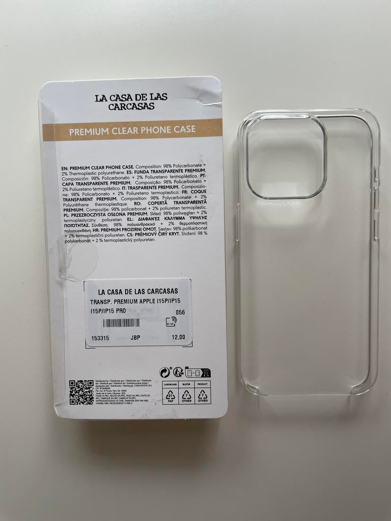 Coque transparente/transparente pour iPhone 15 (Pro), Enlèvement ou Envoi, Comme neuf, Transparent, IPhone 15