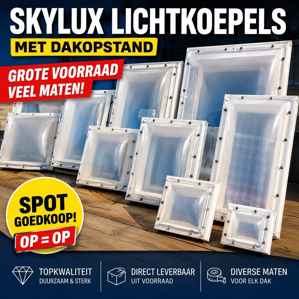 Skylux Lichtkoepels met Dakopstand – SPOTGOEDKOOP!, Ophalen, Nieuw, 160 cm of meer, Dubbelglas
