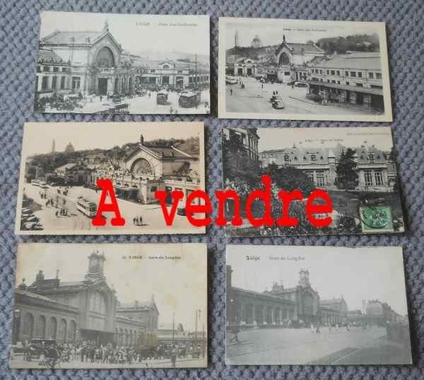 6 cartes sur les gares de Liège : Guillemins Longdoz Palais, Enlèvement ou Envoi, Utilisé, Train