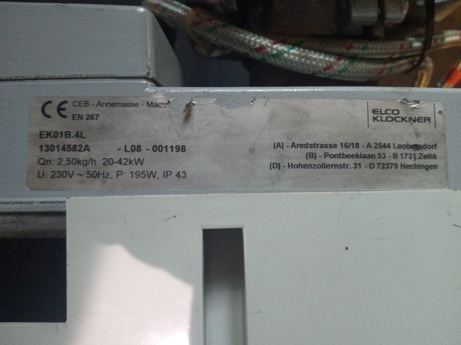 brûleur fioul mazout elco ek01b.4l 20/42kw, Enlèvement