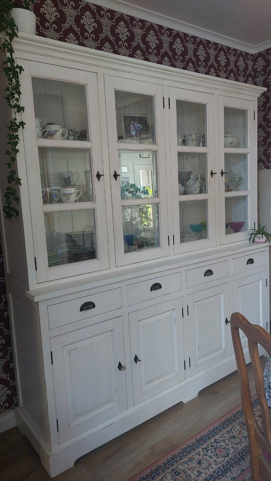 Landelijke witte ruime kast., Huis en Inrichting, Kasten | Buffetkasten, Ophalen, Met lade(s), 200 cm of meer, 150 tot 200 cm