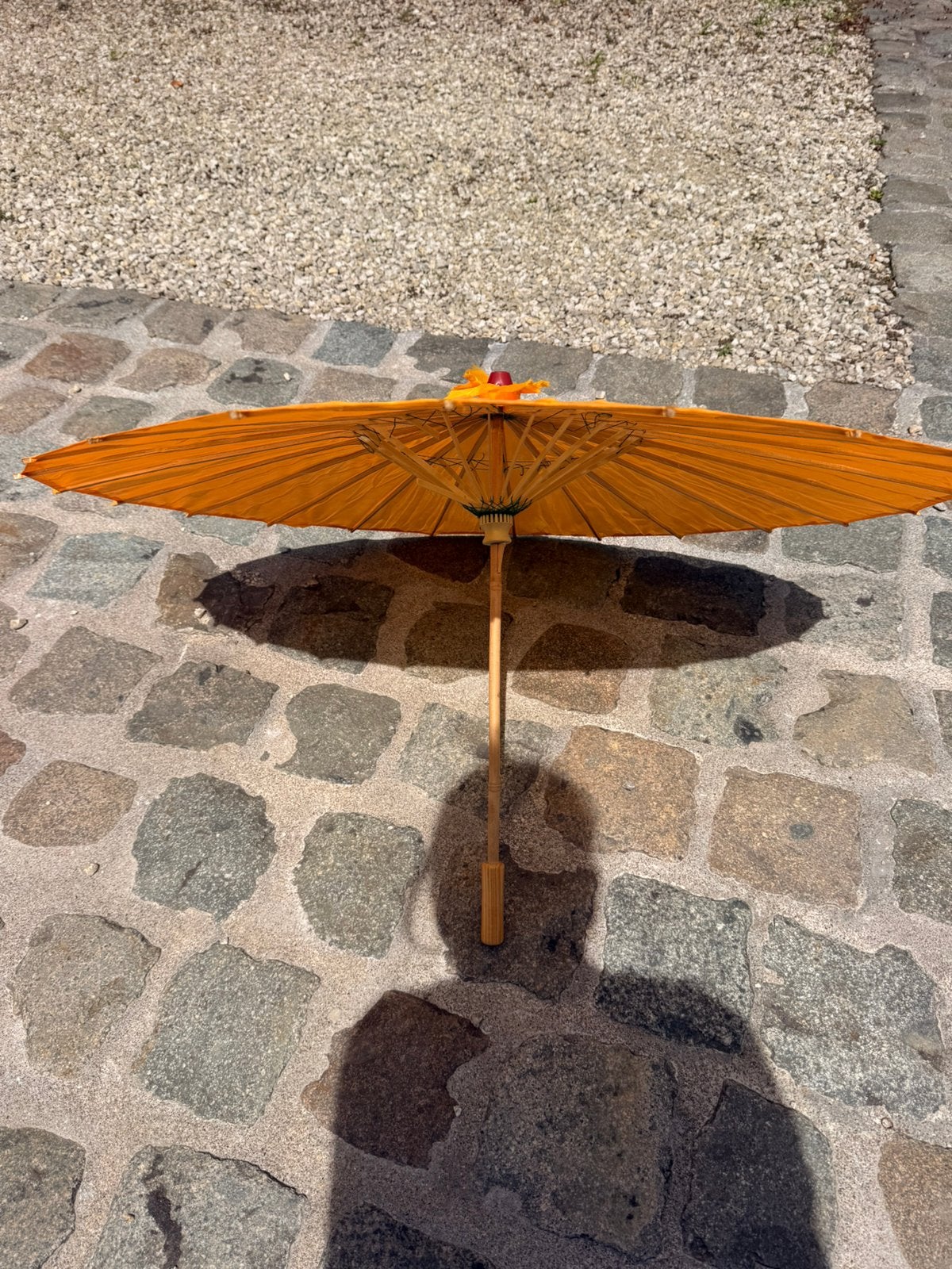Zomer parasol japanse stijl - donkergeel oranje, Jardin & Terrasse, Parasols, Enlèvement ou Envoi, Comme neuf, Moins de 1 mètre