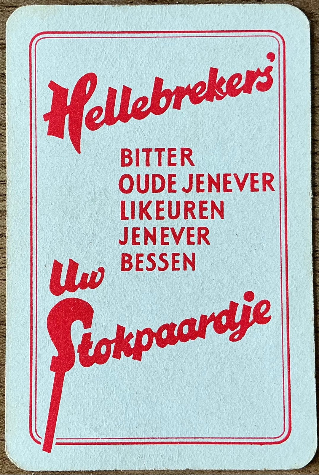 Splk HELLEBREKERS JENEVER/UW STOKPAARDJE, Ophalen of Verzenden, Zo goed als nieuw, Speelkaart(en)