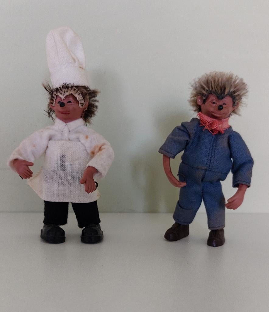 Vintage Steiff Mecki mini egels kok en garagist mecanicien, Ophalen of Verzenden