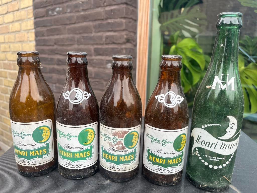 Oude bierflesjes Brouwerij De Halve Maan, Verzamelen, Ophalen of Verzenden, Zo goed als nieuw