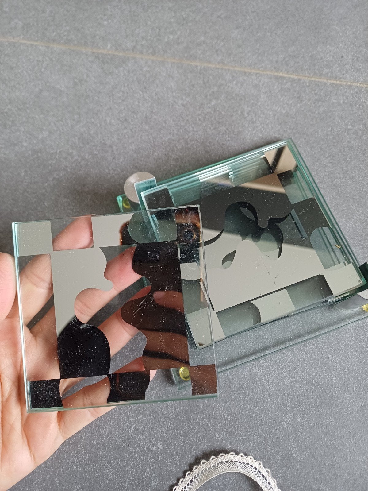 Glazen onderleggers 6x, Antiek en Kunst, Ophalen of Verzenden