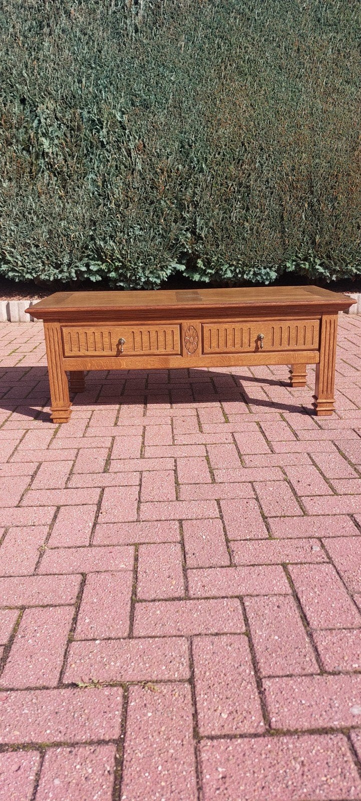 massief eiken salontafel, Huis en Inrichting, Ophalen, Gebruikt, 100 tot 150 cm, Eikenhout