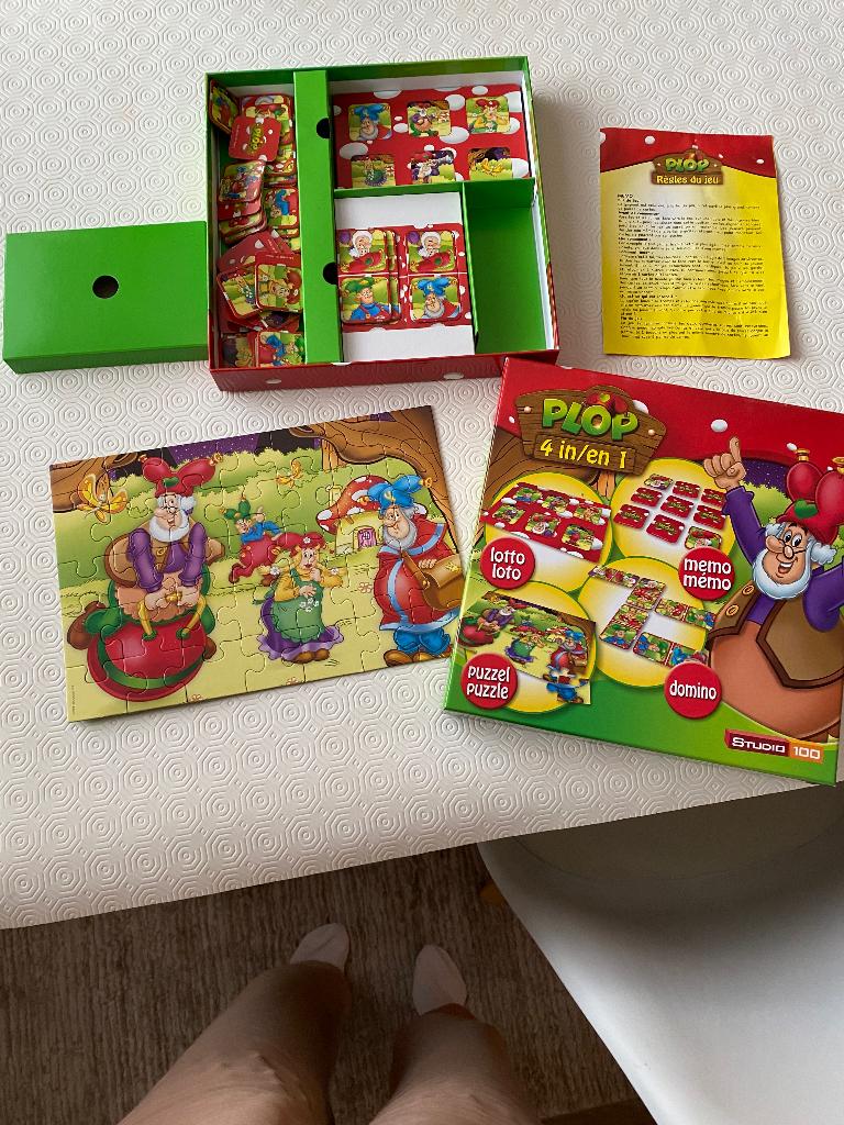 Plop 4 in/ en 1 (lotto, puzzel, domino en memo), Ophalen, 10 tot 50 stukjes, Zo goed als nieuw