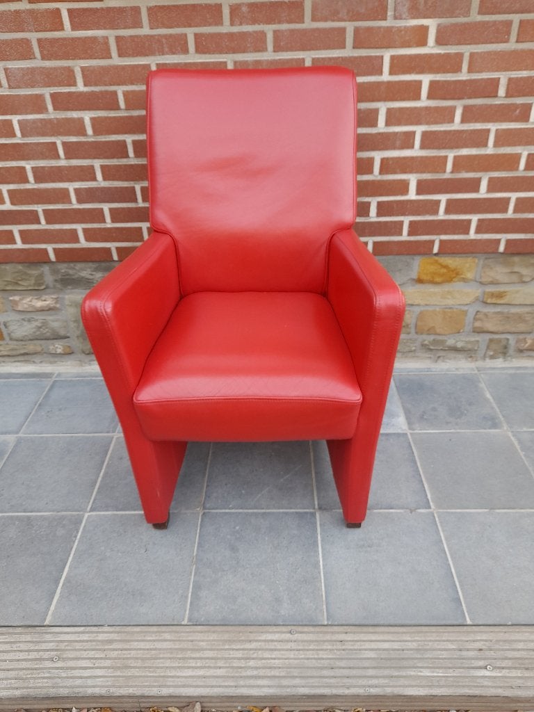 6 rood zetel stoelen leder mobitec, Ophalen, Zo goed als nieuw, Classic, 50 tot 75 cm