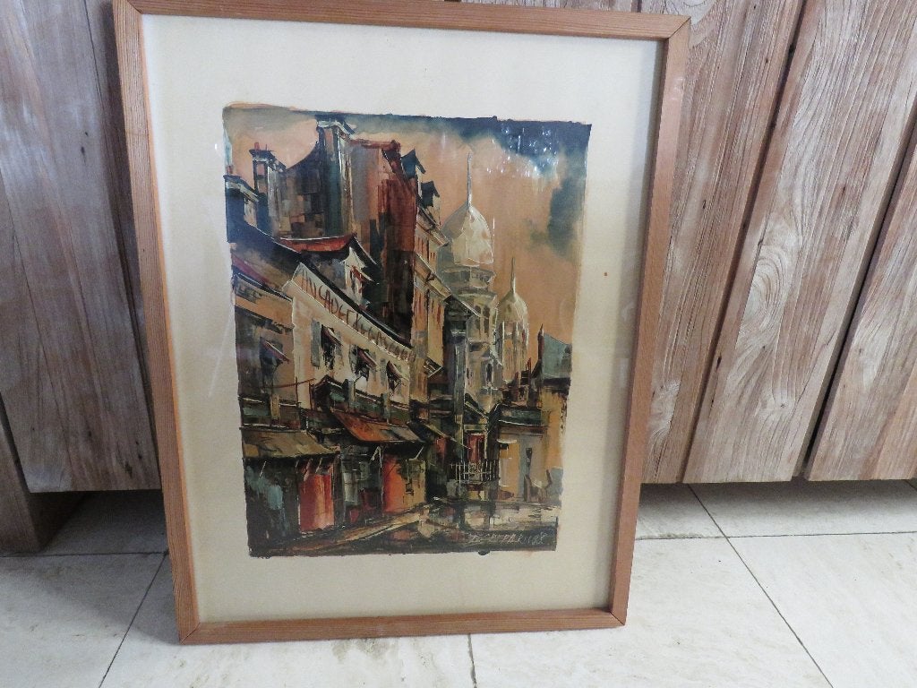 Peinture sur papier Paris 68 Teps, Antiquités & Art, Art | Peinture | Classique, Enlèvement ou Envoi, Signé, Papier