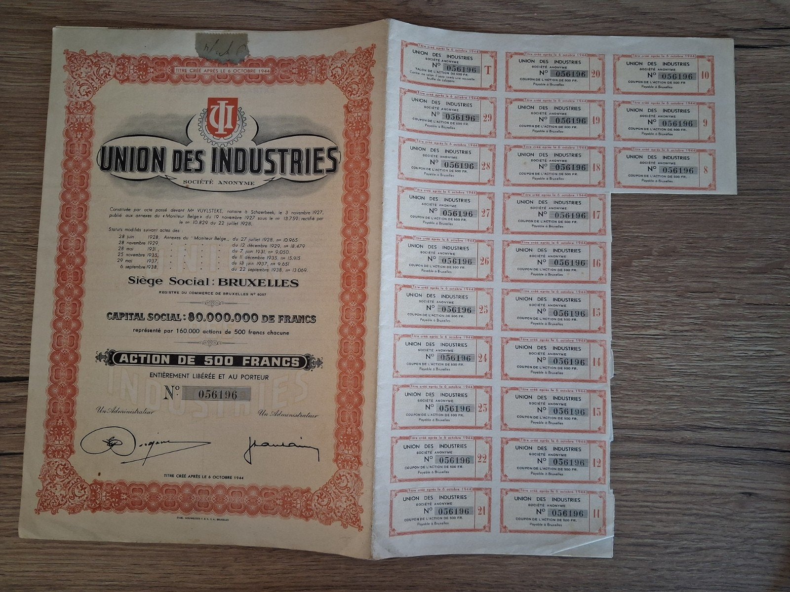 Union des industries,, Timbres & Monnaies, Actions & Titres, Envoi