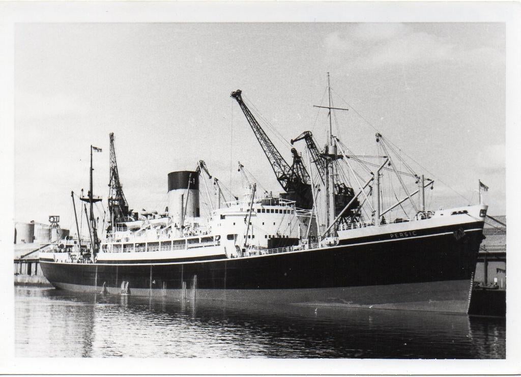 foto vaartuig Persic 1949 fotograaf Van Ginderen Antwerpen, Ophalen of Verzenden, Foto