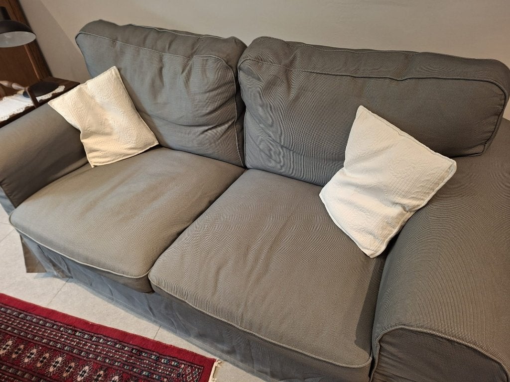 Canapé 2 pl gris et Fauteuil gris IKEA EKTORP, Bois, Comme neuf, Enlèvement, IKEA  style EKTORP