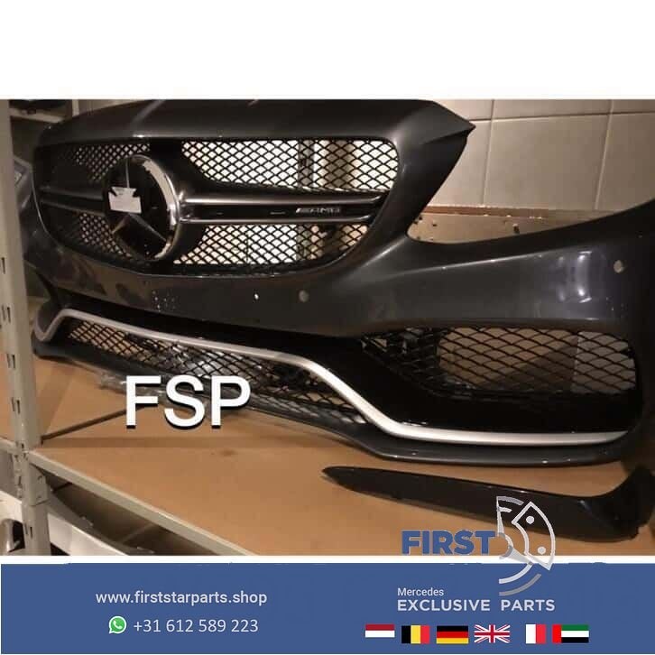 C63 AMG Voorbumper Mercedes C Klasse 2014-2018 bumper +Gril, Gebruikt, -, Voor, Ophalen of Verzenden