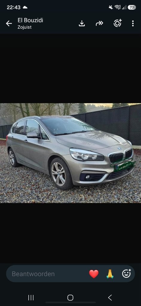 Te koop BMW 216d active tourer, Auto's, Beige, Leder, 5 deurs, Particulier