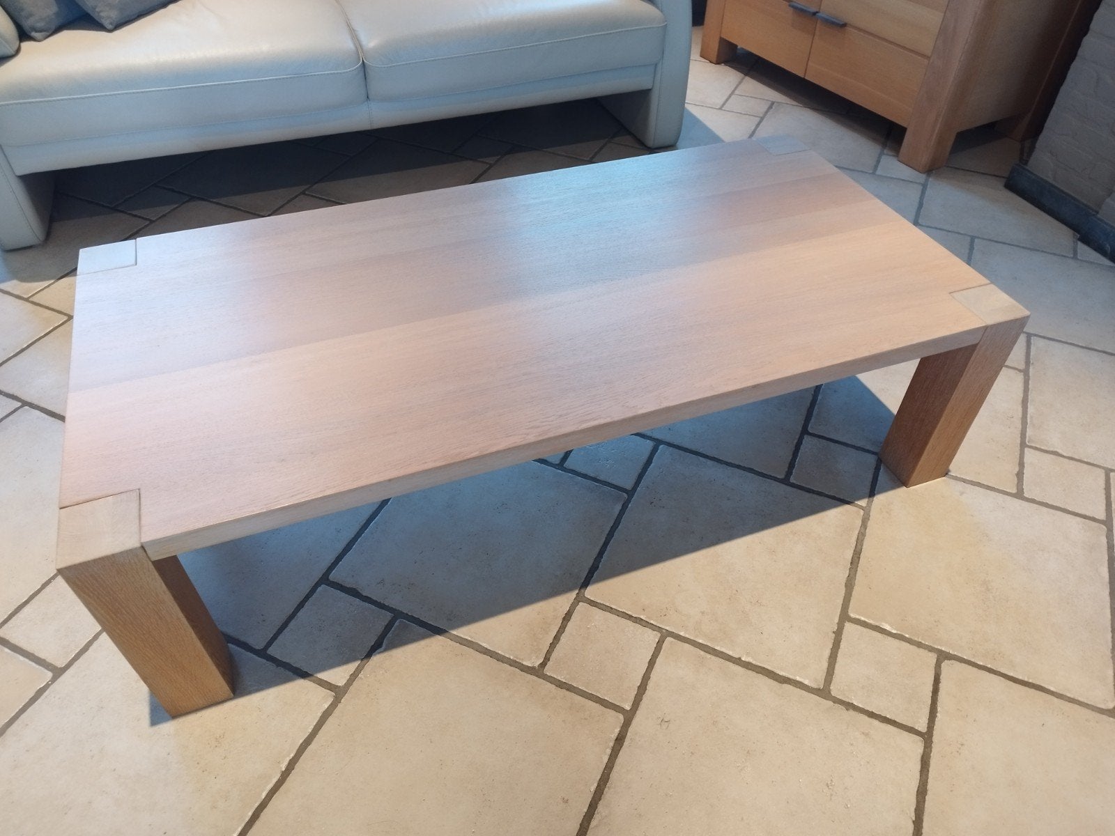 salontafel in massief eik, Neuf, 100 à 150 cm, Enlèvement, 50 à 100 cm