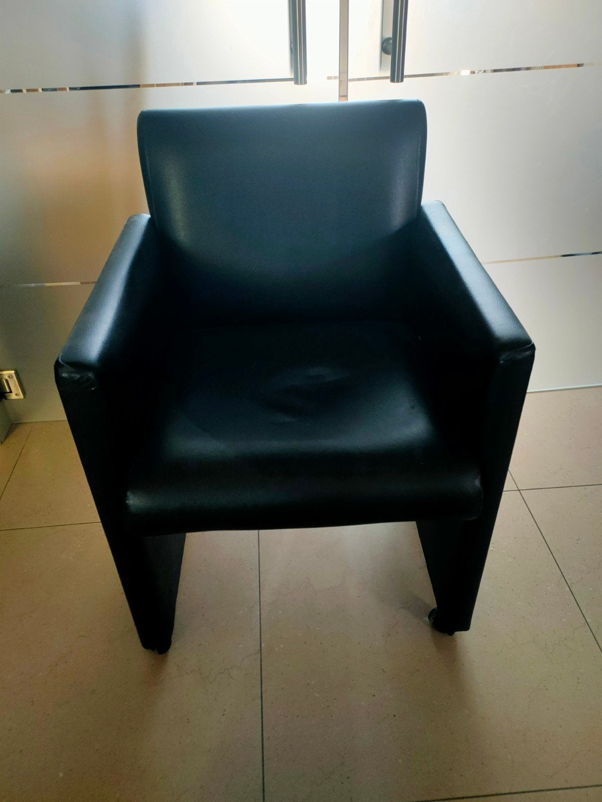 Zetels op wieltjes, Huis en Inrichting, Stoelen, Ophalen, Gebruikt, Zwart, Leer
