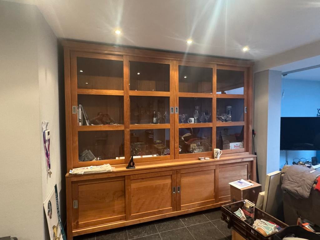 Teak vitrine kast,, Ophalen, Gebruikt