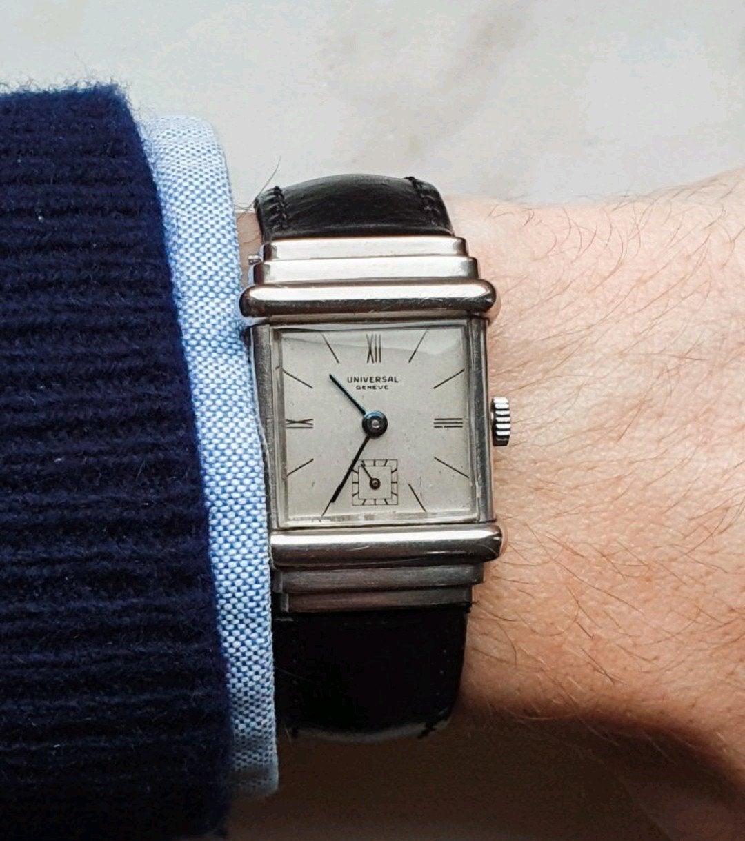 Montre Universal Genève vintage - Art Déco petite seconde, Enlèvement ou Envoi, Acier