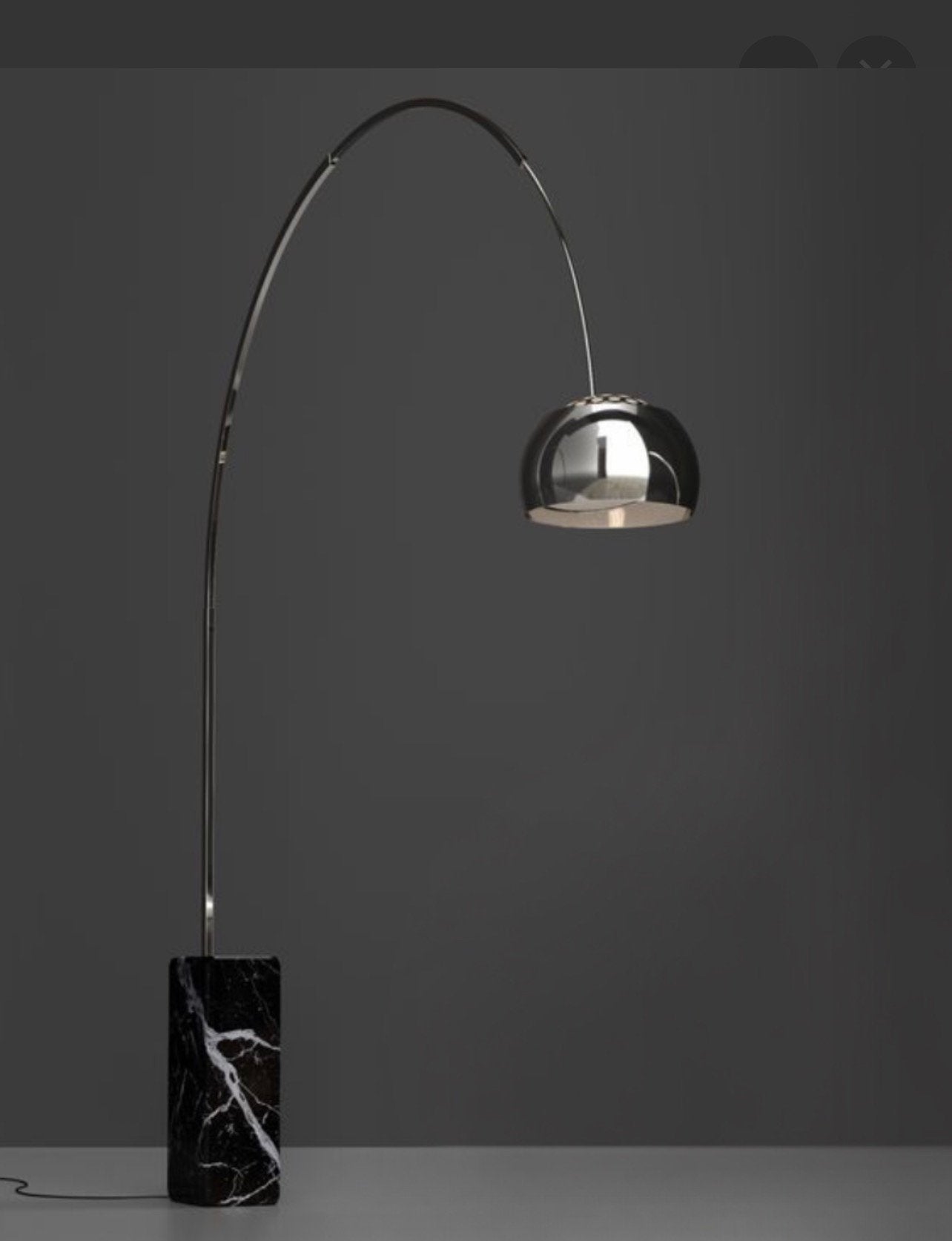 Flos arco boog vloerlamp zwarte voet nieuw in doos, Huis en Inrichting, Lampen | Vloerlampen, Ophalen, Zo goed als nieuw