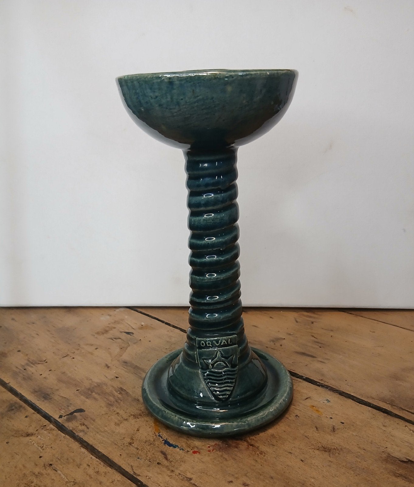 Orval Abbey kandelaar in steengoed - 19 cm, Ophalen of Verzenden