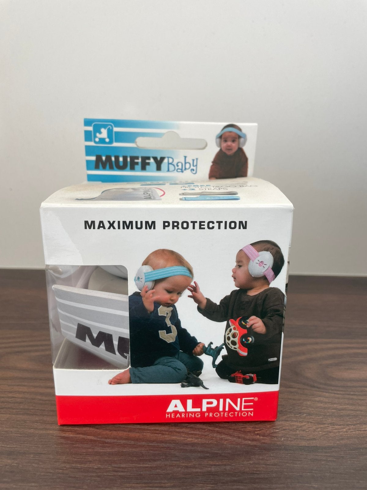 Alpine Muffy Baby gehoorbescherming – blauw/wit/grijs, Ophalen, Zo goed als nieuw