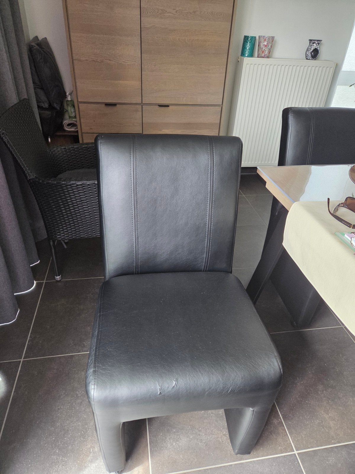 Eetkamerstoelen op wieltjes zwart skai, Enlèvement, Noir