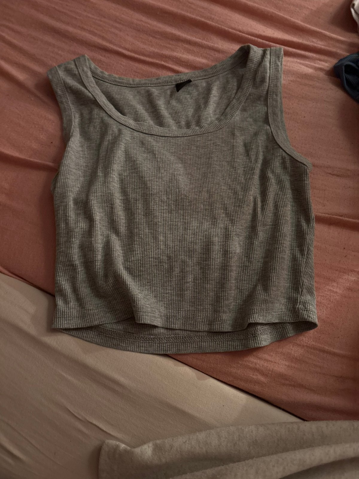 grijze top, Kleding | Dames, Topjes, Ophalen, Zo goed als nieuw, Grijs, Zonder mouw
