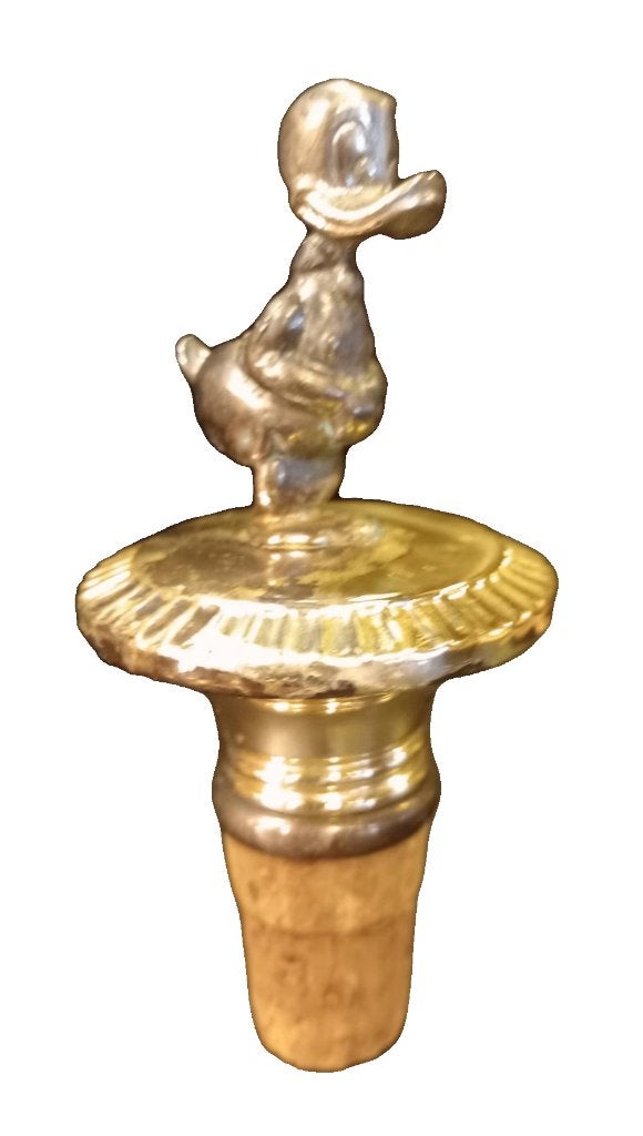 Bouchon de bouteille avec canard, en métal argenté., Enlèvement ou Envoi