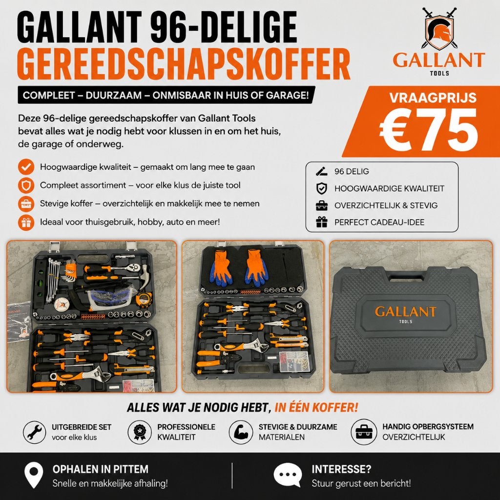 96-delige gereedschapskoffer – compleet pakket – €75, Ophalen of Verzenden, Gevuld, Nieuw